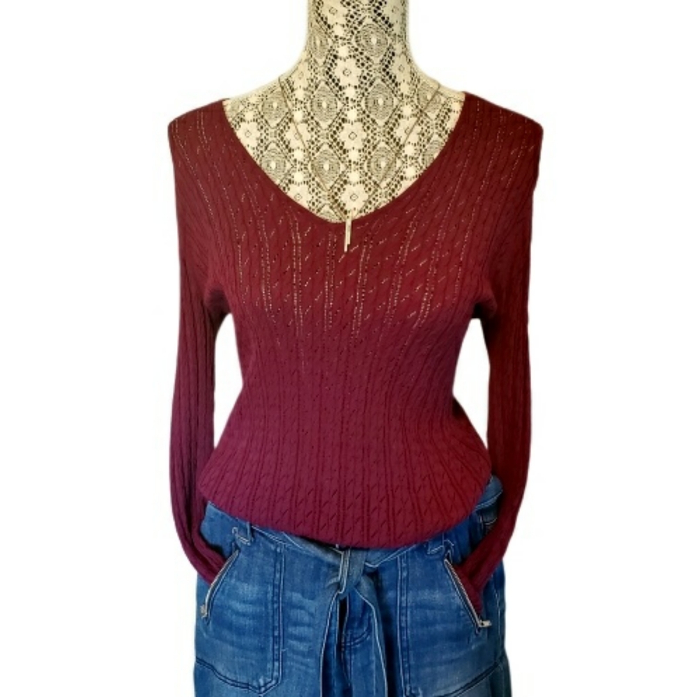 Ann Taylor V-neck, Long-sleeve Sweater Size Small